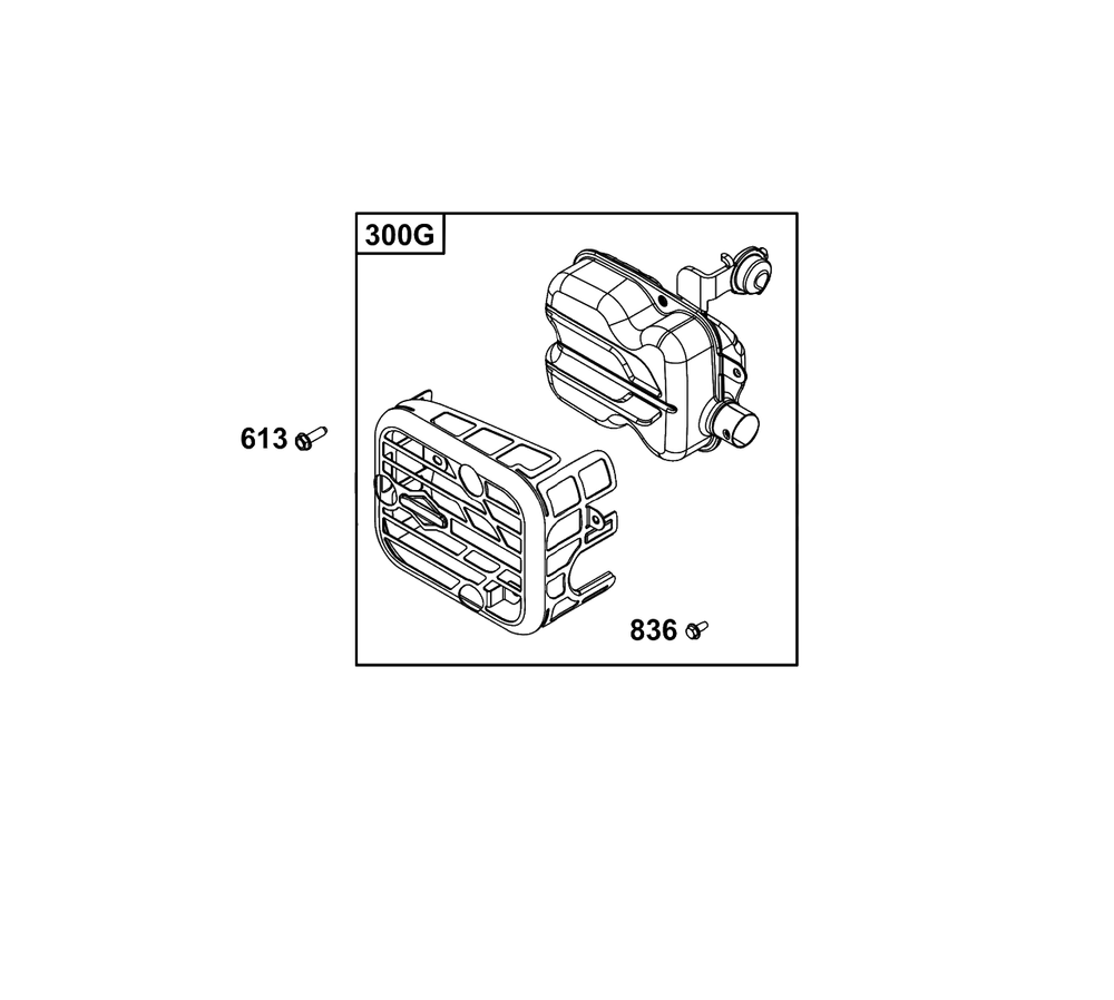Exhaust Group Diagram and Parts List for 9P702-0061-H5  Briggs and Stratton Engine